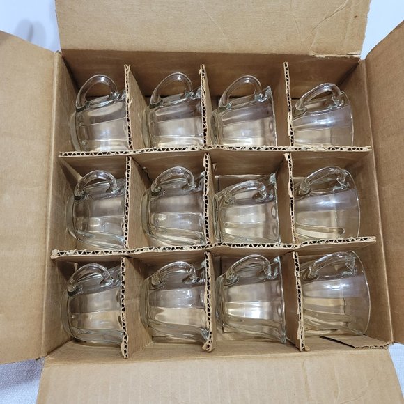 TOSCANY Glass Punch Cups Set of 12 Clear New in Box - Picture 1 of 8